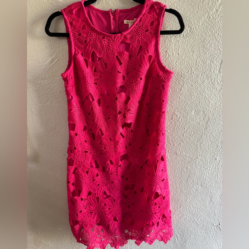 Francesca’s Miami Vibrant Pink Floral Mini Dress